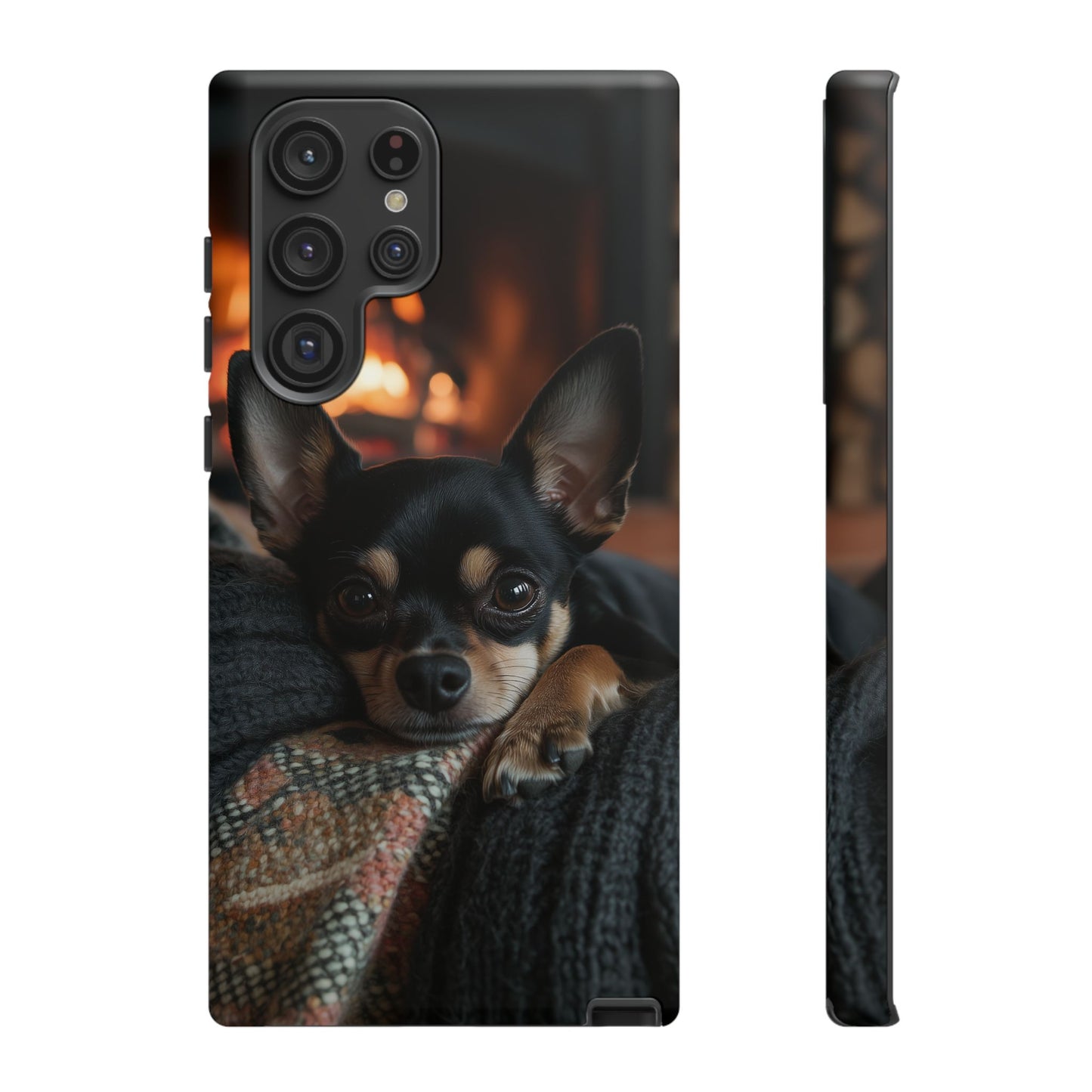 Cozy Chihuahua Fireplace Samsung Galaxy Case – Warm and Protective Design