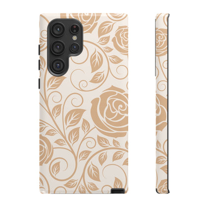 Vintage Rose Vine Tough Samsung Galaxy Case – Elegant Floral Pattern with Dual-Layer Protection