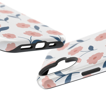 Playful Pink Floral Tough MagSafe  iPhone Case – Soft Pastel Design, Slim & Shockproof