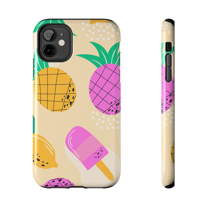 Tropical Pop iPhone Case – Fun Pineapple & Lemon Design with Vibrant Summery Colors