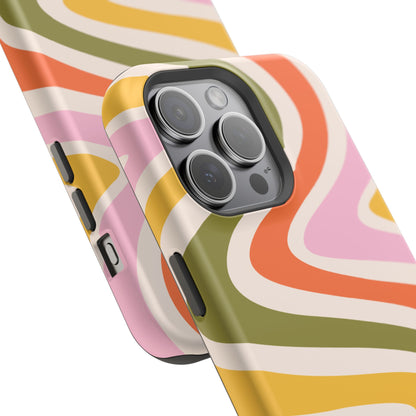 Retro Groove MagSafe iPhone Case – 70s-Inspired Design with Dual-Layer Protection