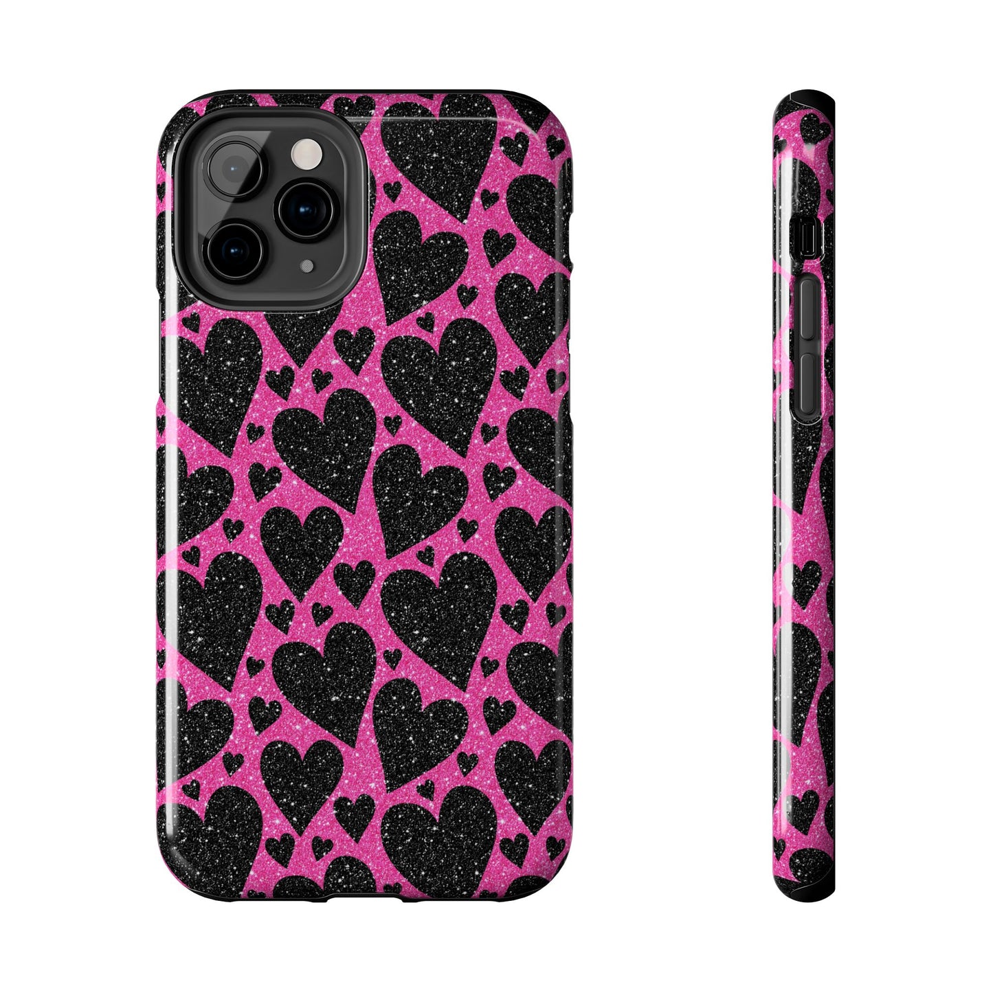 Pink Glitter Hearts iPhone Case