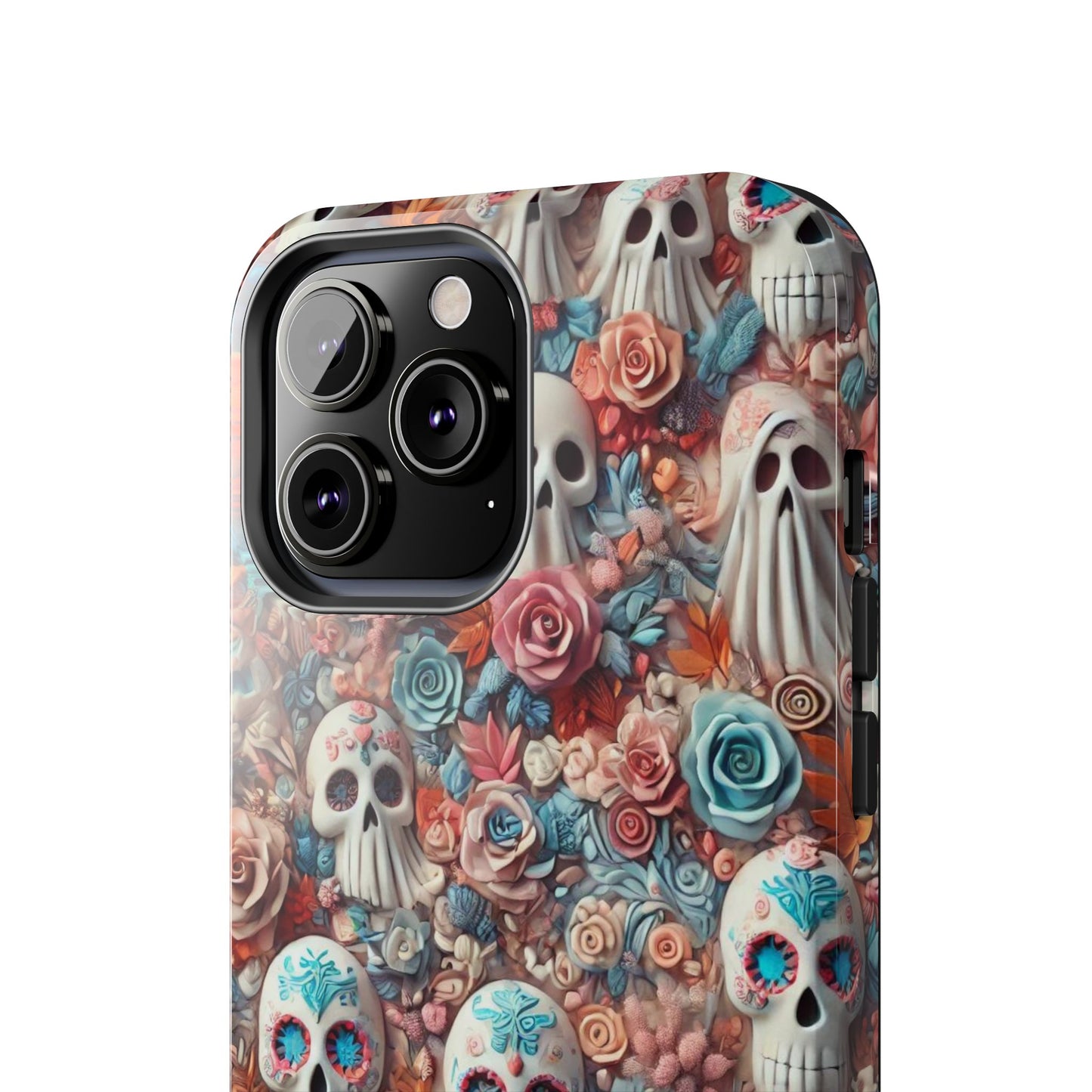 Day of the Dead Floral Skull iPhone Case - Colorful Protective Cover - Halloween Spooky Autumn Case