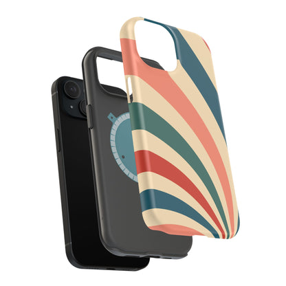 Retro Sunburst Swirl MagSafe iPhone Case – Dual-Layer Protection with Bold 70s Vibes