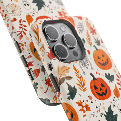 Halloween Pumpkin & Skeleton MagSafe iPhone Case – Spooky Autumn Design