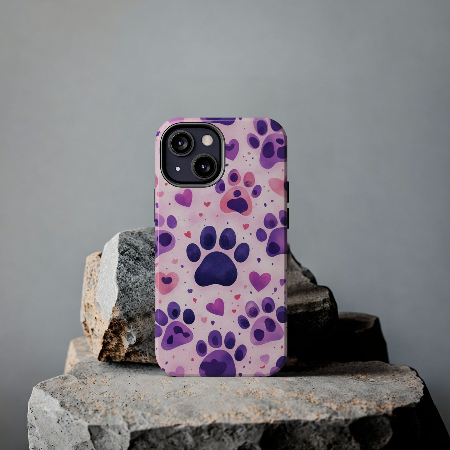 Purple Paw Print iPhone Case - Playful Pet Lover’s Protective Cover