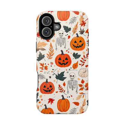 Halloween Pumpkin & Skeleton MagSafe iPhone Case – Spooky Autumn Design