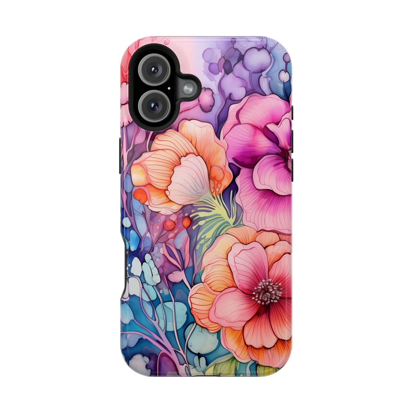 Bright Watercolor Floral Splash MagSafe iPhone Series Case – Bold Artistic Design