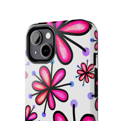 Pink Retro Bloom iPhone Case – Ultra-Slim Design, Glossy Finish