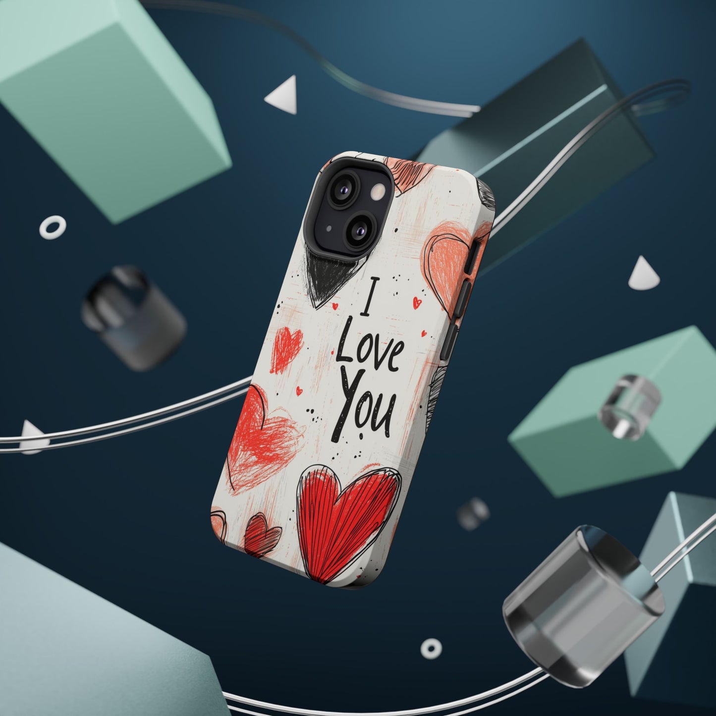 Romantic "I Love You" Heart Sketch - MagSafe Compatible Case