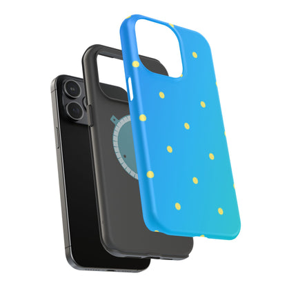 Blue Ocean Gradient Polka Dots MagSafe iPhone Case – Shockproof, Smooth Matte Finish, Dual-Layer Design