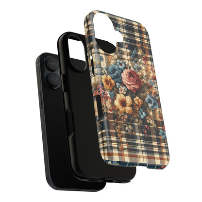 Vintage Floral Checkered Phone Case