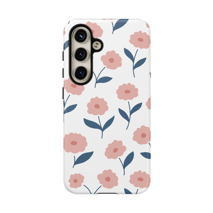 Playful Pink Floral Tough Samsung Galaxy Case – Soft Pastel Design, Slim & Shockproof