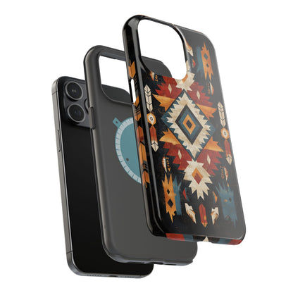 Southwestern Arrow & Diamond Tough MagSafe iPhone Case – Bold Tribal Design, Dual-Layer Protection