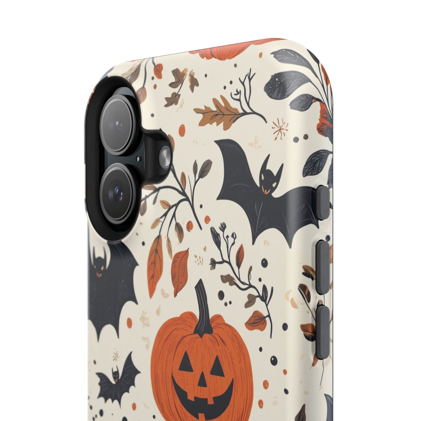 Charming Halloween MagSafe iPhone Case – Pumpkin, Bats, and Spooky Lantern Design