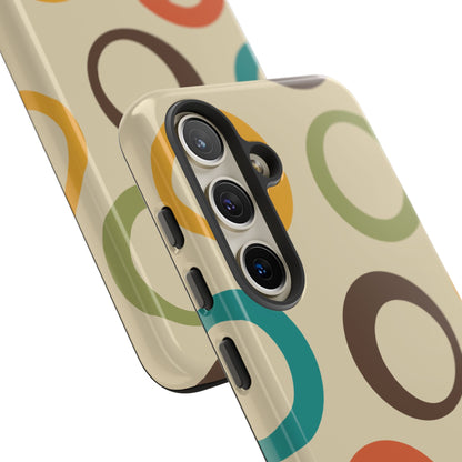 Retro Colorful Rings Samsung Galaxy Case – Shockproof, Matte Finish, Dual-Layer Protection