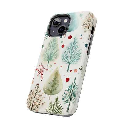 Watercolor Winter Trees iPhone Case – Nature-Inspired, Holiday Theme Protective Cover