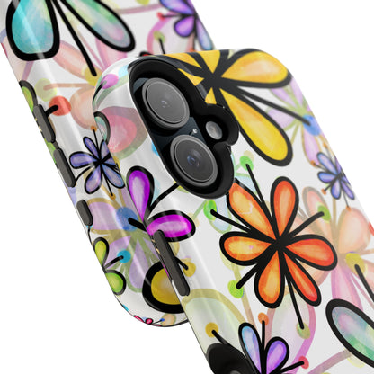 Retro Floral Pop MagSafe iPhone Case – Ultra-Slim Design, High-Gloss Finish