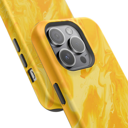 Luxe Yellow Marble MagSafe iPhone Case – Bold Golden Elegance with Magnetic Precision