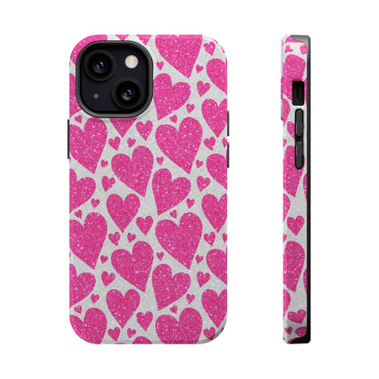 Pink Glitter Hearts Pattern MagSafe Case