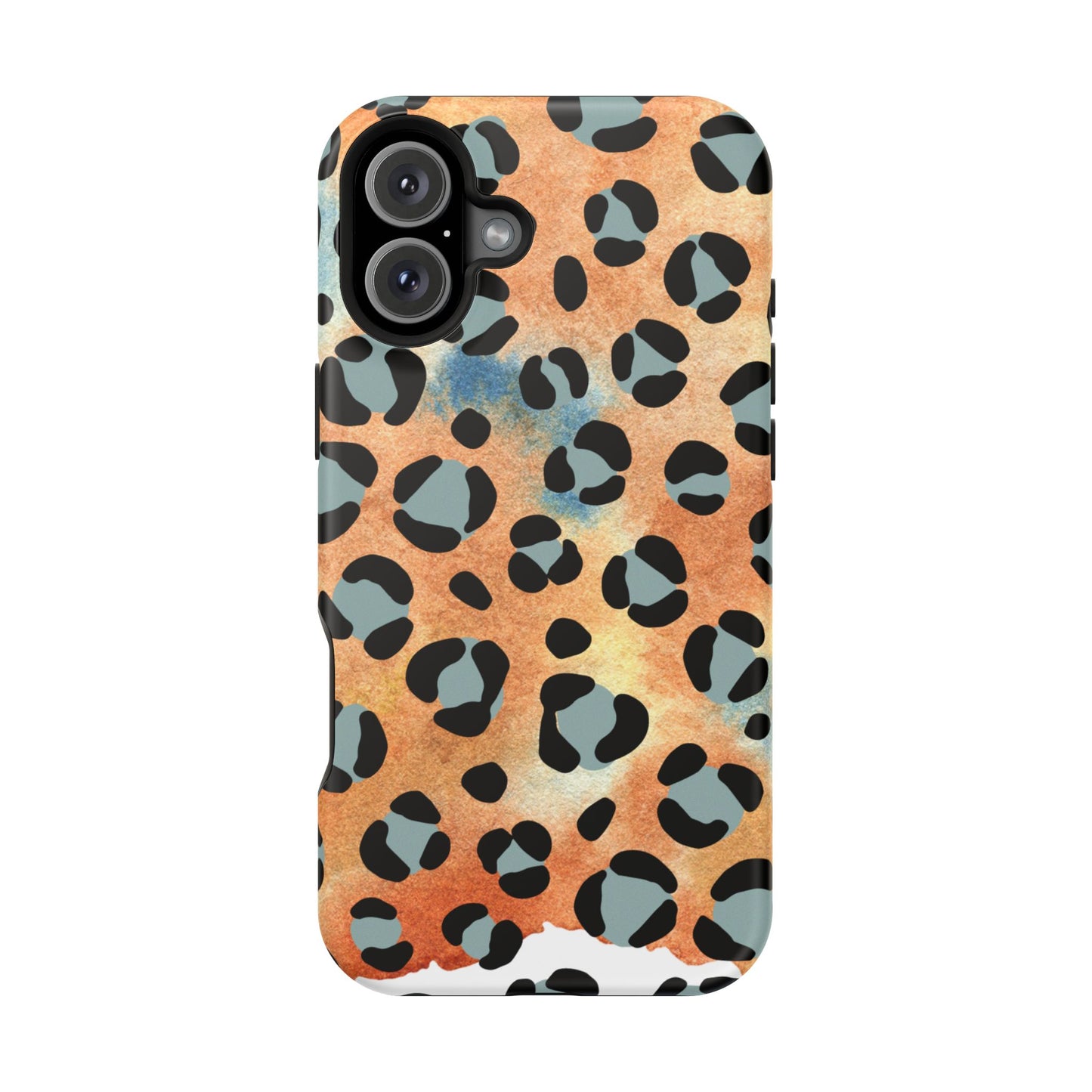 Sunset Watercolor Leopard Print Tough MagSafe iPhone Case – Artistic Animal Pattern with Dual-Layer Protection