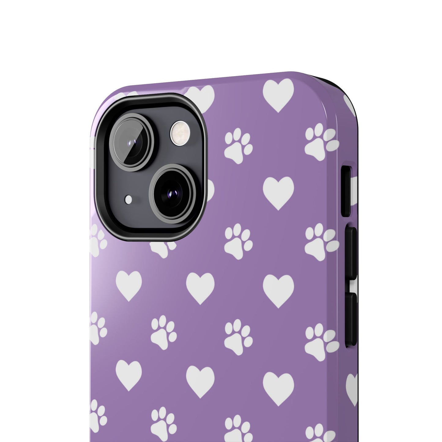 Lavender Paw Prints & Hearts Design - Adorable Pet Lover iPhone Case