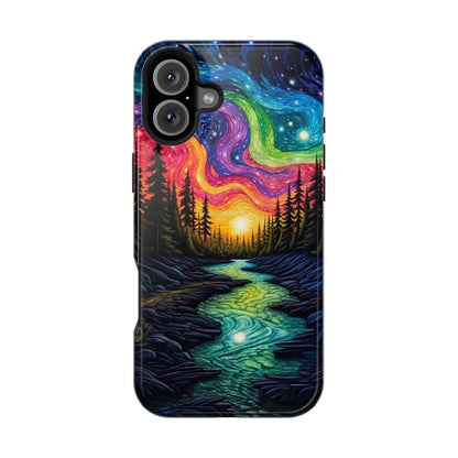 Celestial Nightscape MagSafe iPhone Case – Vibrant River and Starry Sky Design