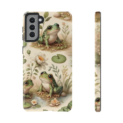 Cute Frogs Phone Case - Pond Pals Frolic - Charming Frog Lily Pad Phone Case for iPhone, Google & Samsung! Great Gift For Any Frog Lover!