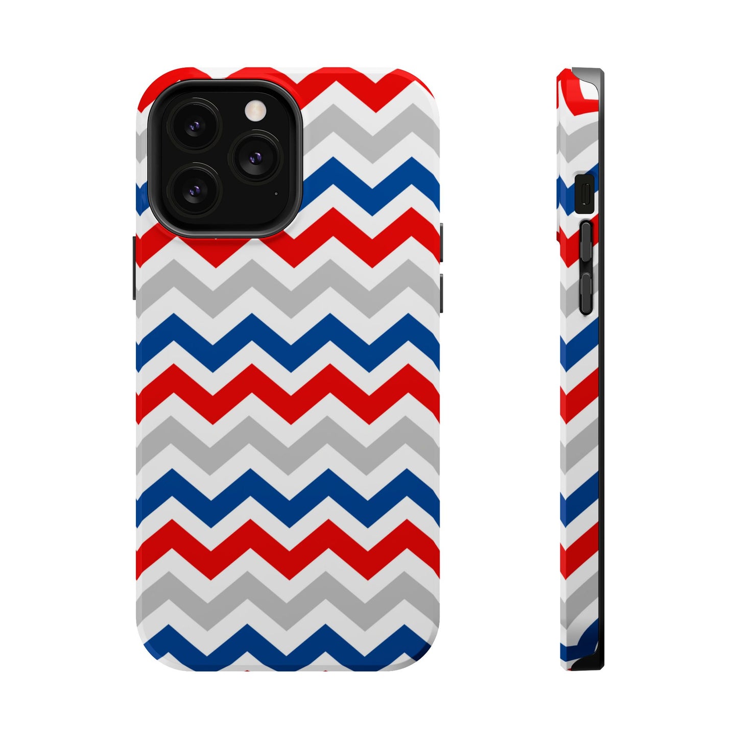 Patriotic Red, White & Blue Chevron – MagSafe Compatible iPhone Case