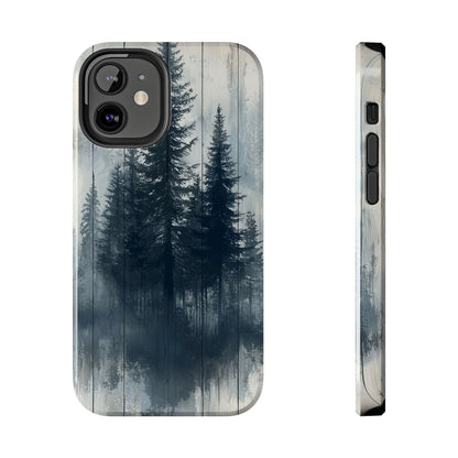 Rustic Pine Forest iPhone Case - Blue Toned Woodland Country Design