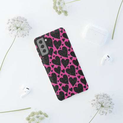 Pink Glitter Hearts Samsung Galaxy Case