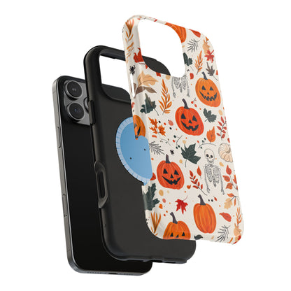 Halloween Pumpkin & Skeleton MagSafe iPhone Case – Spooky Autumn Design