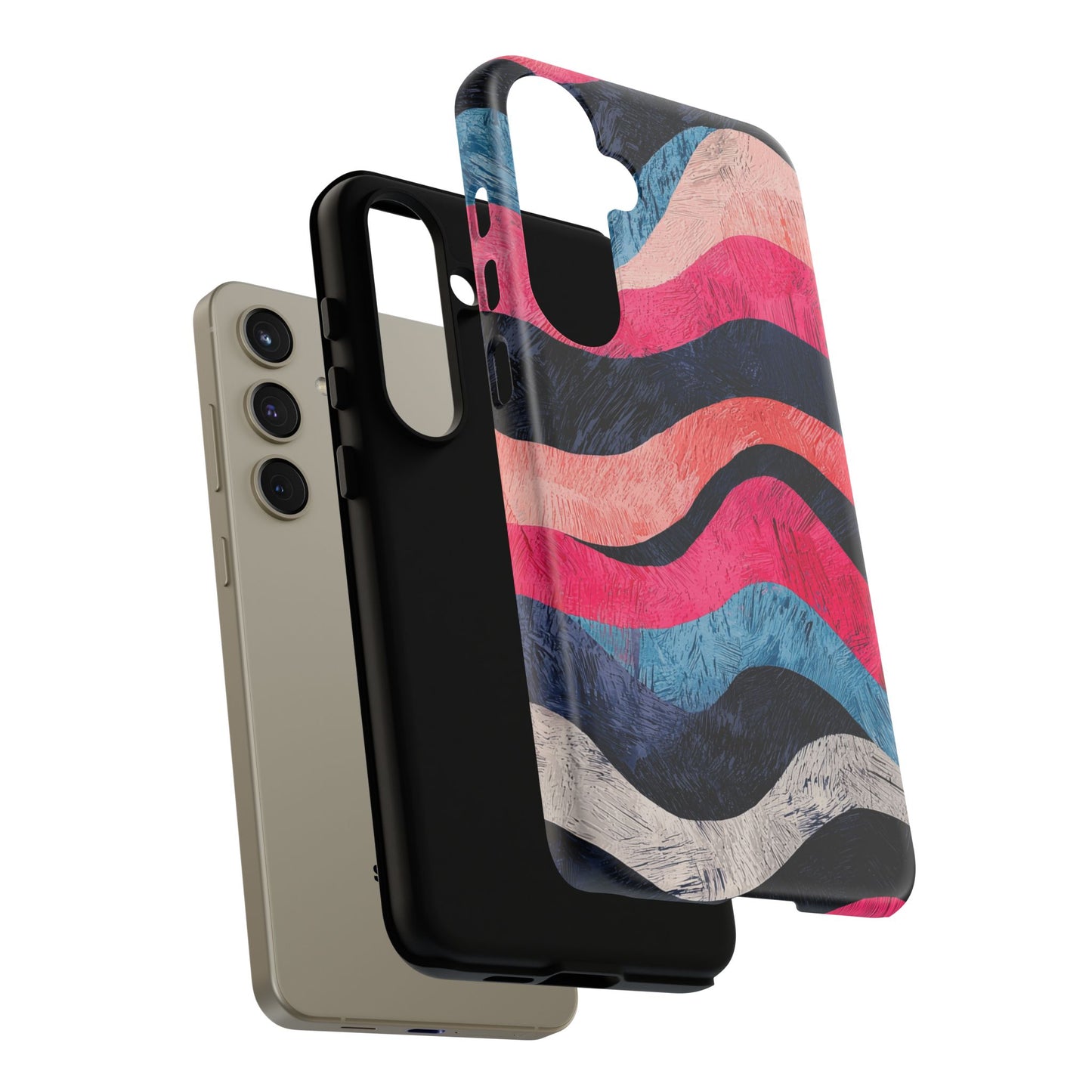 Abstract Wave Pattern Samsung Galaxy Case – Shockproof, Matte Finish, Dual-Layer Protection