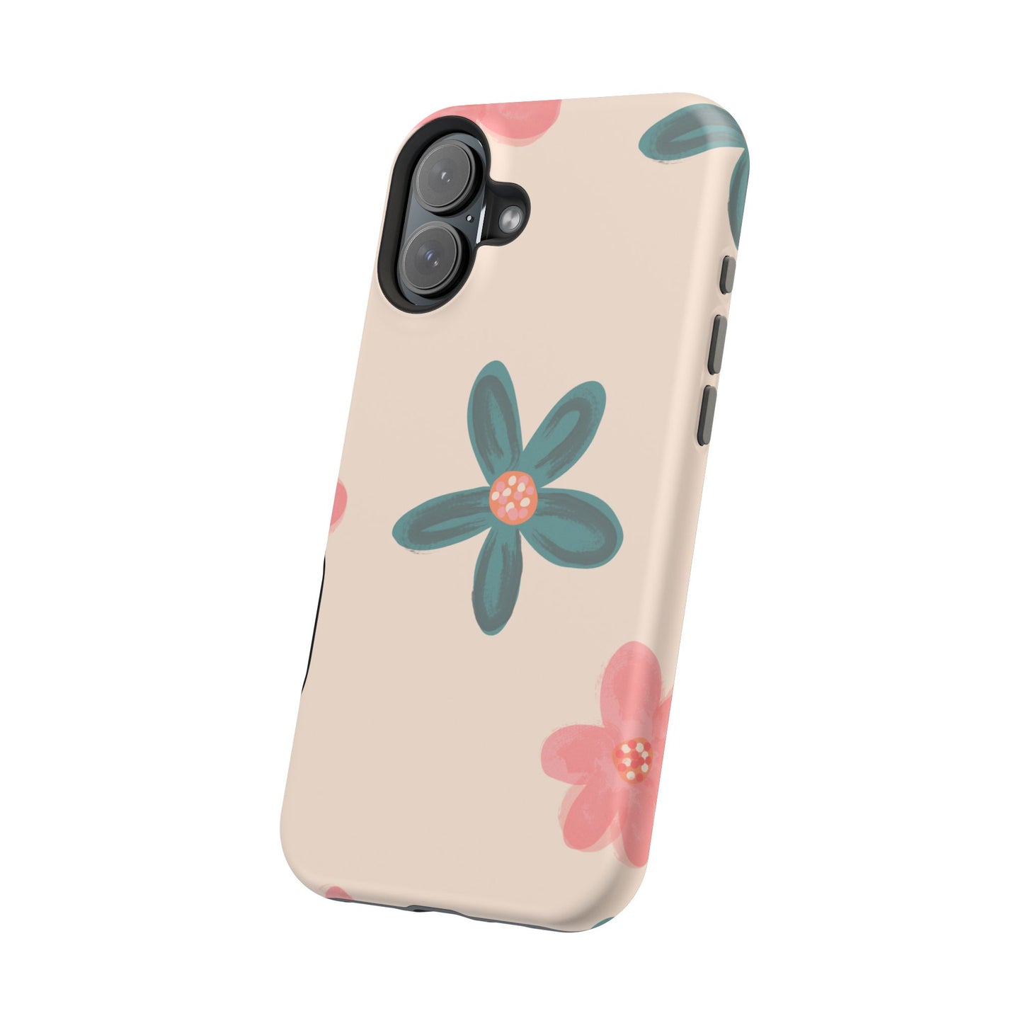 Vintage Floral Tough MagSafe iPhone Case – Soft Matte Finish with Dual-Layer Protection