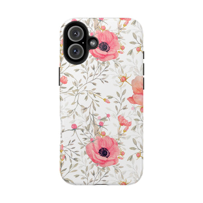 Pink Floral Watercolor iPhone Case – Feminine Poppy Blossom Design