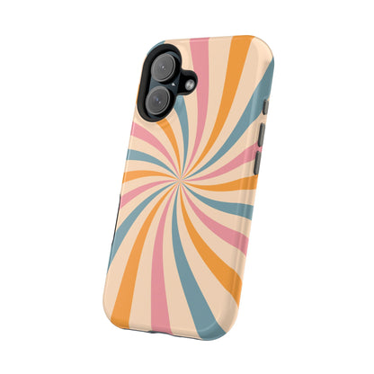 Retro Swirl Pattern MagSafe iPhone Case – Bold 70s Vibe in Pink, Orange, and Orange