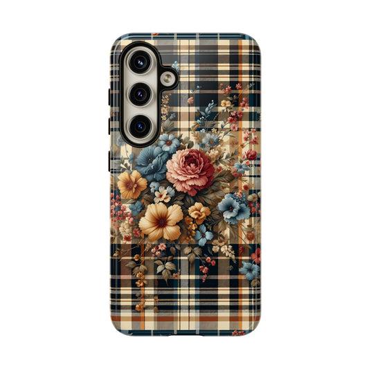 Vintage Floral Checkered Phone Case