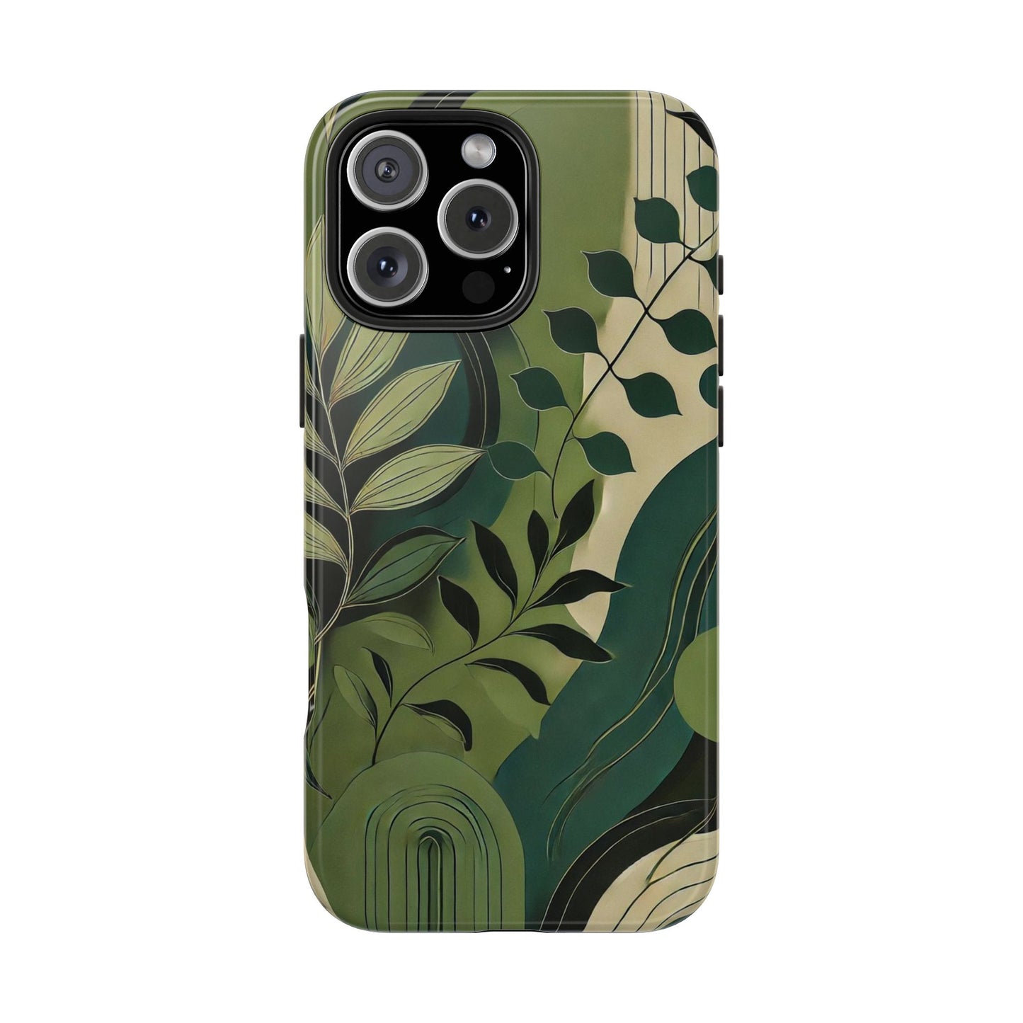 Abstract Green Leaves iPhone Case - Nature-Inspired Protective Cover