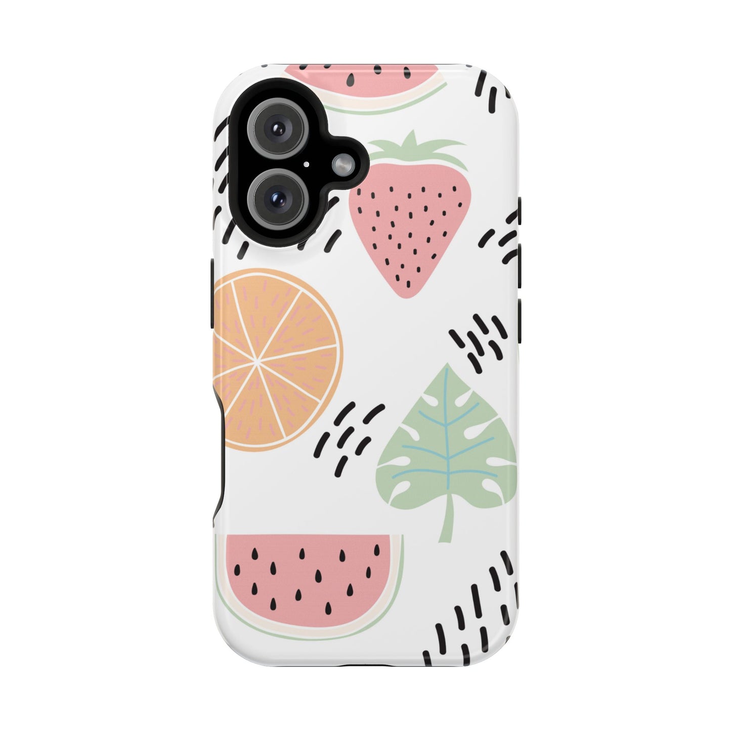 Tropical Fruit Fiesta Tough MagSafe iPhone Case – Fun Watermelon, Pineapple, and Citrus Design