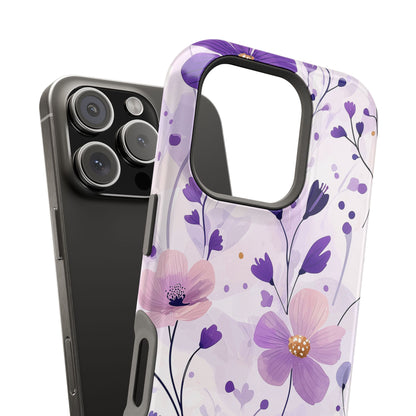 Purple Floral Bliss MagSafe iPhone Case – Delicate Blossom Design