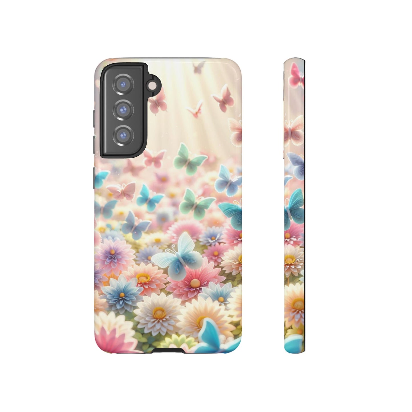 Butterfly Blossom Samsung Case - Pastel Floral Protective Cover