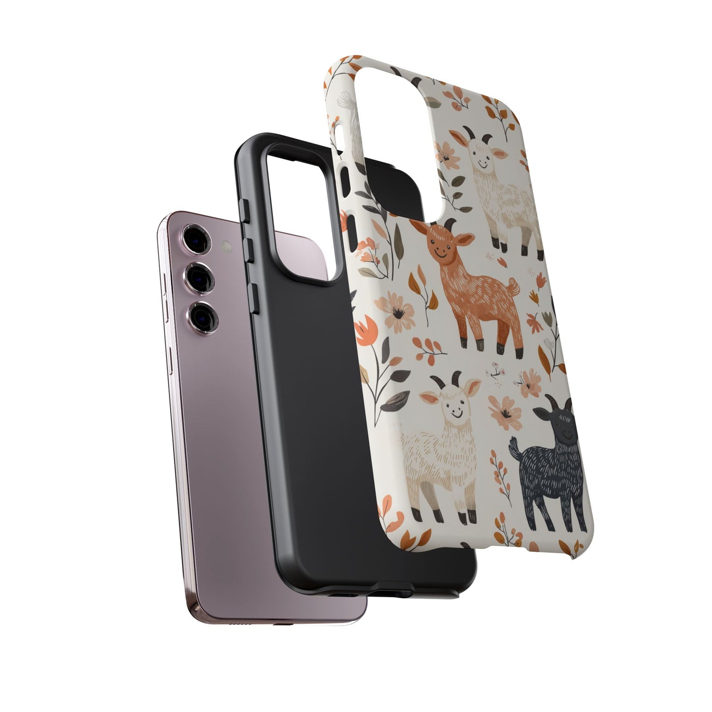 Samsung Galaxy Case: Smiley Goats & Dried Flowers – Vintage Charm