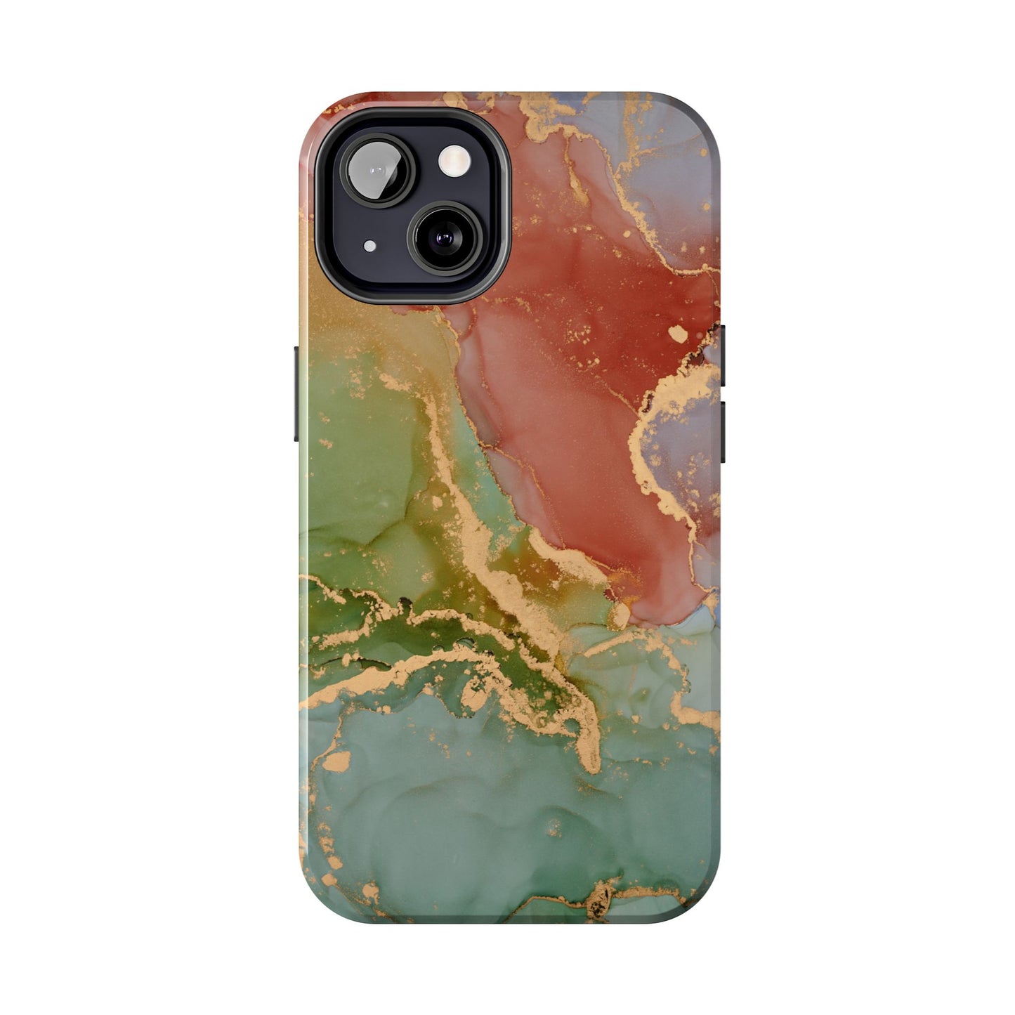 Emerald Orange Marble iPhone Case - Green Marble Case with Luxe Gold Swirls