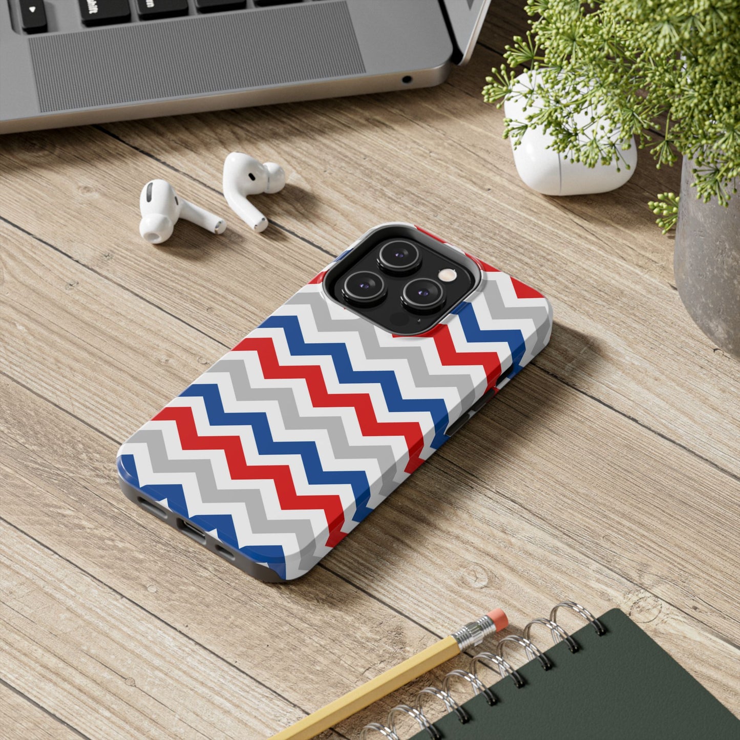 Patriotic Red, White & Blue Chevron – Geometric iPhone Case