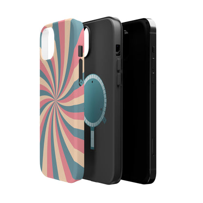 Vintage Pastel Swirl MagSafe iPhone Case – Dual-Layer Protection with 70s-Inspired Design