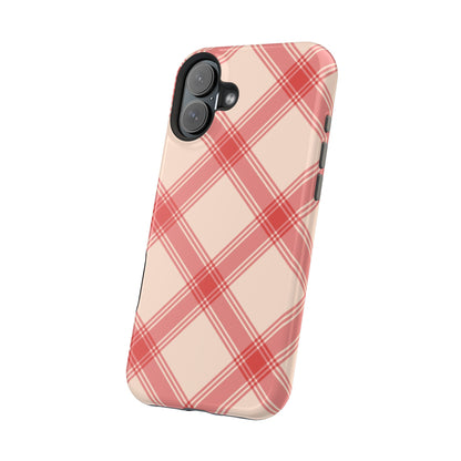 Soft Peachy Red Plaid MagSafe Case