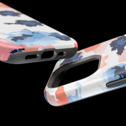 Abstract Coral & Navy Watercolor Design – MagSafe iPhone Case