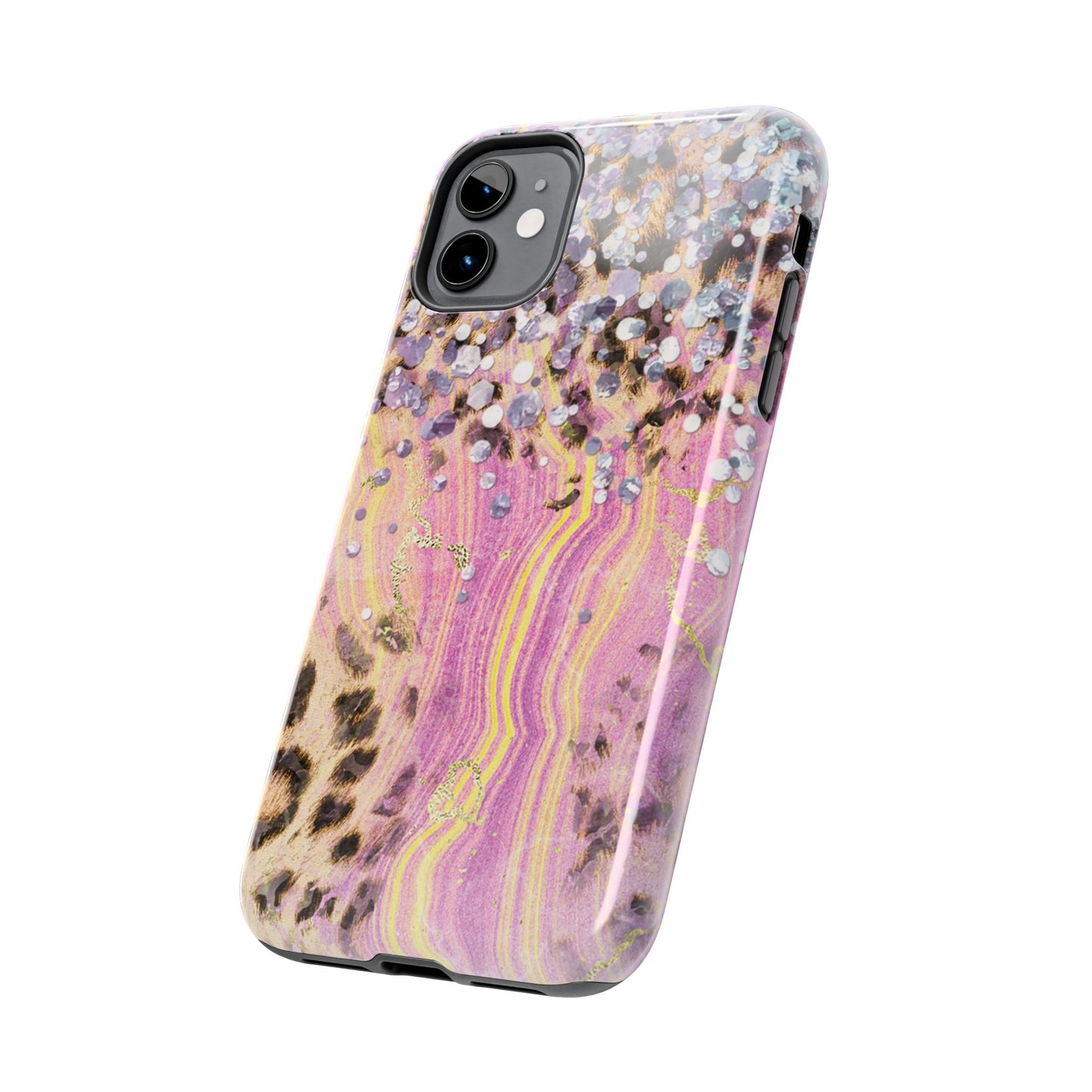 Crystal Glam Leopard - iPhone Series Case with Glitter and Gem Accents