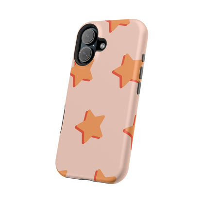 Retro Orange Stars MagSafe iPhone Case – Shock-Resistant, Smooth Matte Finish, Dual-Layer Design