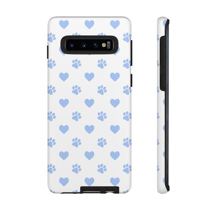 Samsung Galaxy Case - Blue Paw Print & Heart Design